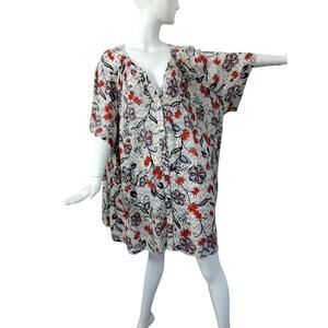 Roaman's Women's Size 28W Crepe Floral Button Down Bohemian Beachy Rayon Dress